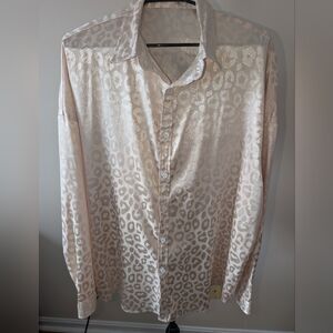 Men's Cream Leopard Print Shirt